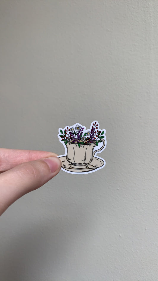 Flower teacup sticker