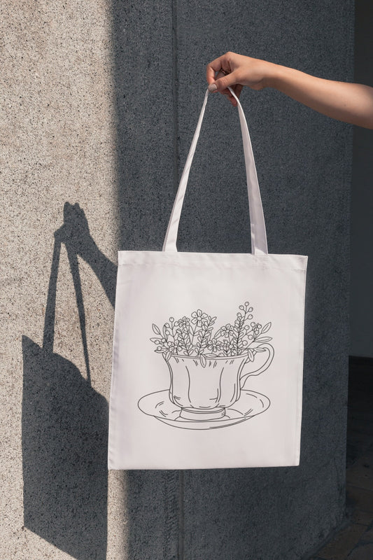 Flower Teacup tote bag